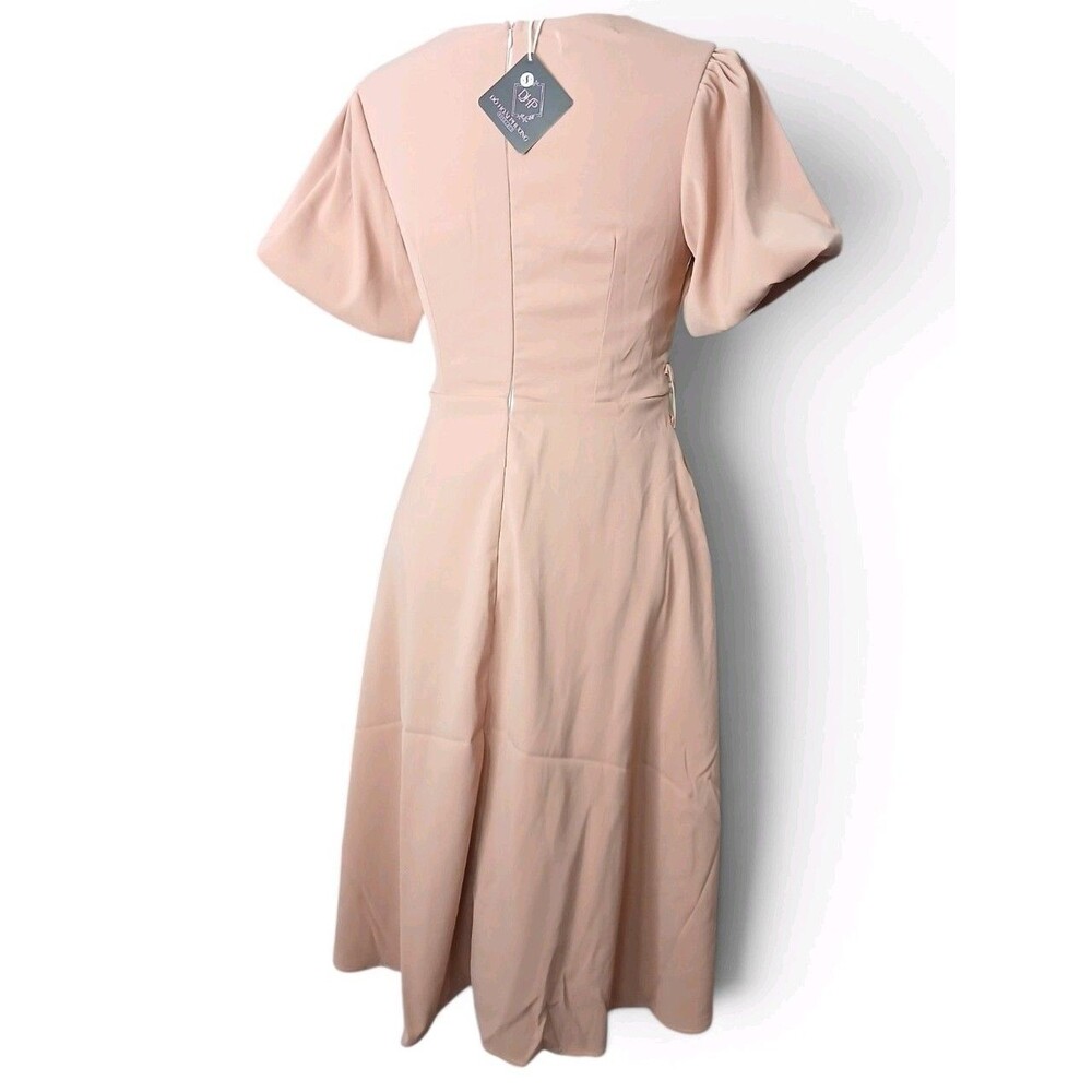 DHP Blush Pink Midi Dress Women's S Short Sleeve Fit & Flare New With Tags - Picture 3 of 9
